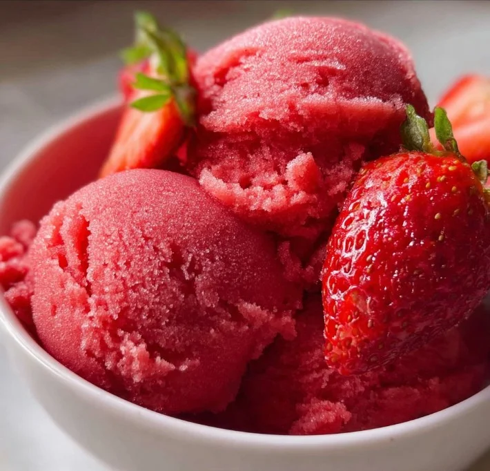 Easy 3 Ingredient Strawberry Sorbet