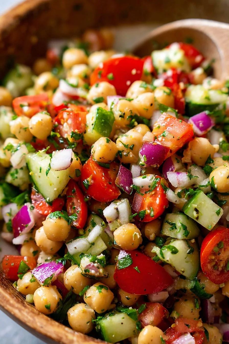 Chickpea Salad - healthy, easy, vibrant, flavorful, and quick to make. Makes a delicious…