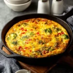 Delicious frittata served on a plate, ideal for breakfast or brunch.