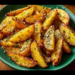 Garlic Crispy Greek Lemon Potatoes served with herbs and lemon wedges