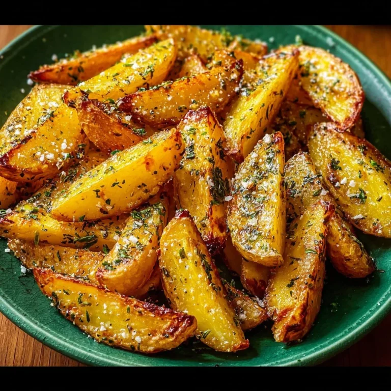 Garlic Crispy Greek Lemon Potatoes served with herbs and lemon wedges