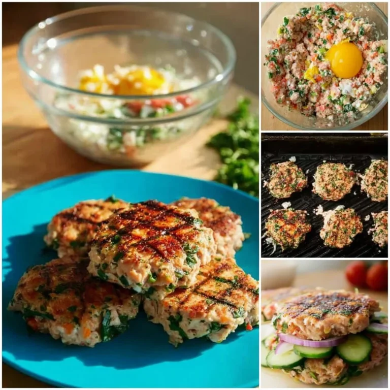 Home 6 Delicious Greek Turkey Burgers with herbs and spices on a plate