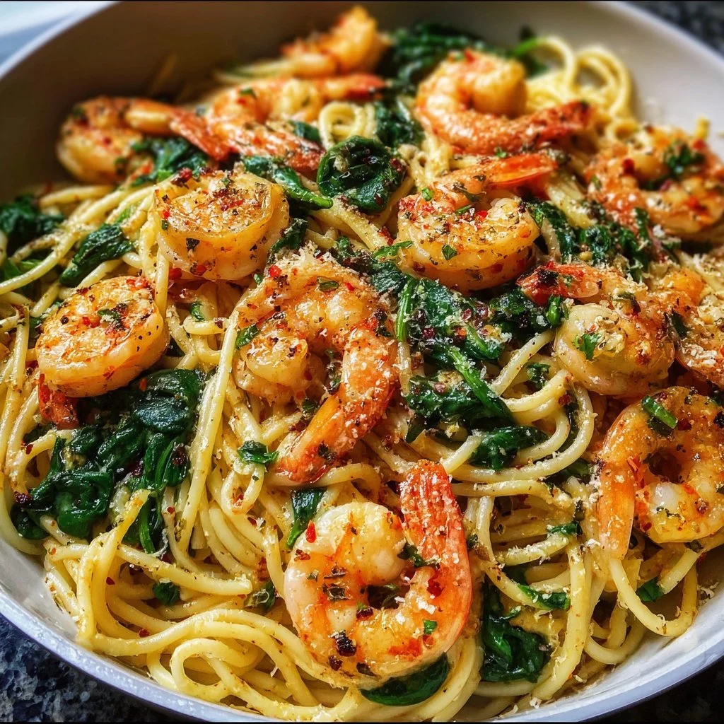 Lemon Garlic Shrimp Pasta With Spinach 2 Lemon Garlic Shrimp Pasta With Spinach