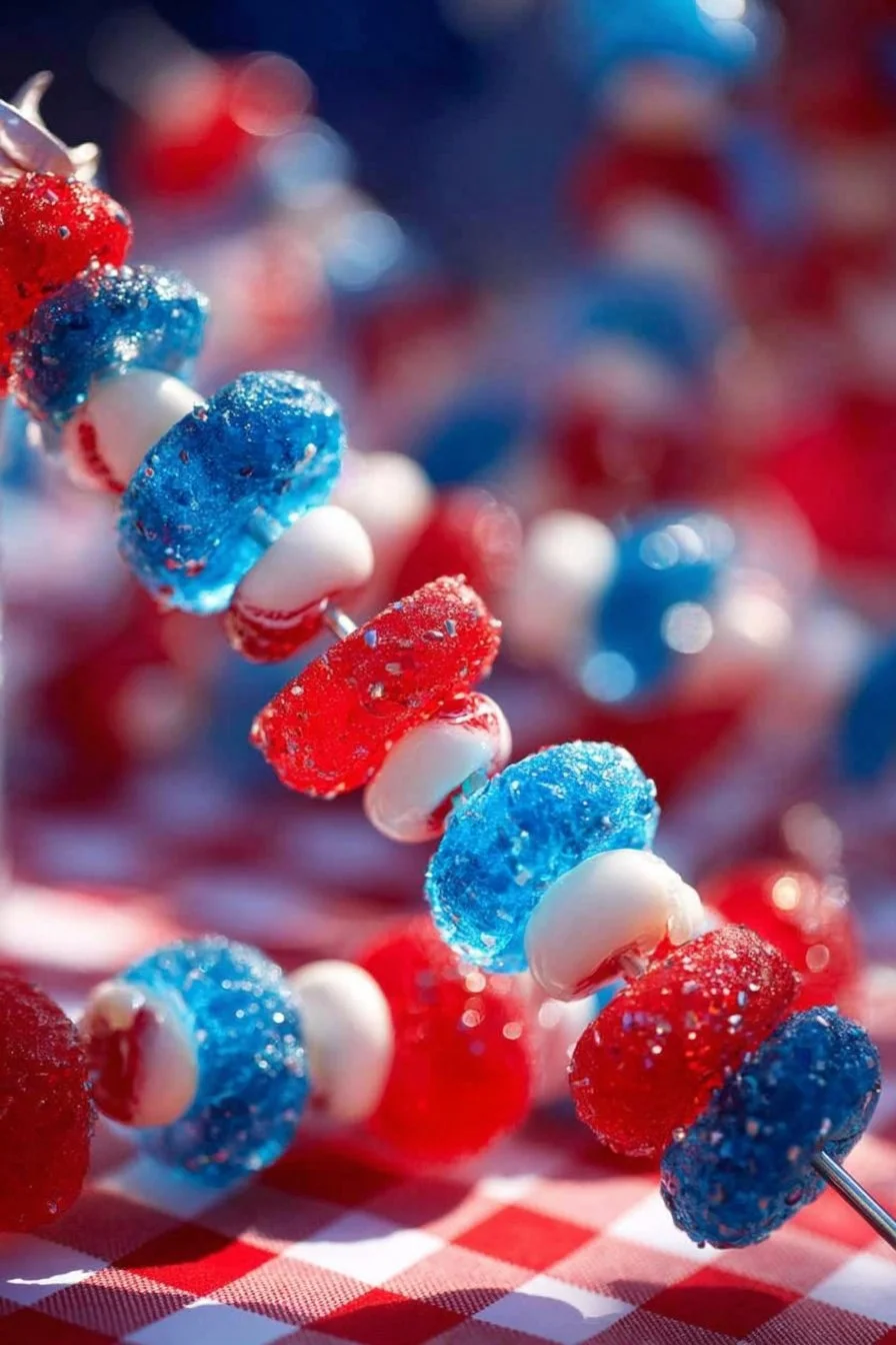 Patriotic Candy Skewers 1 Colorful patriotic candy skewers for festive celebrations