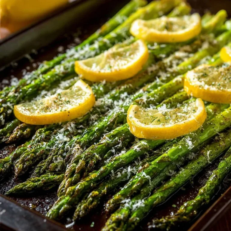 Delicious roasted asparagus with lemon, butter, and Parmesan cheese