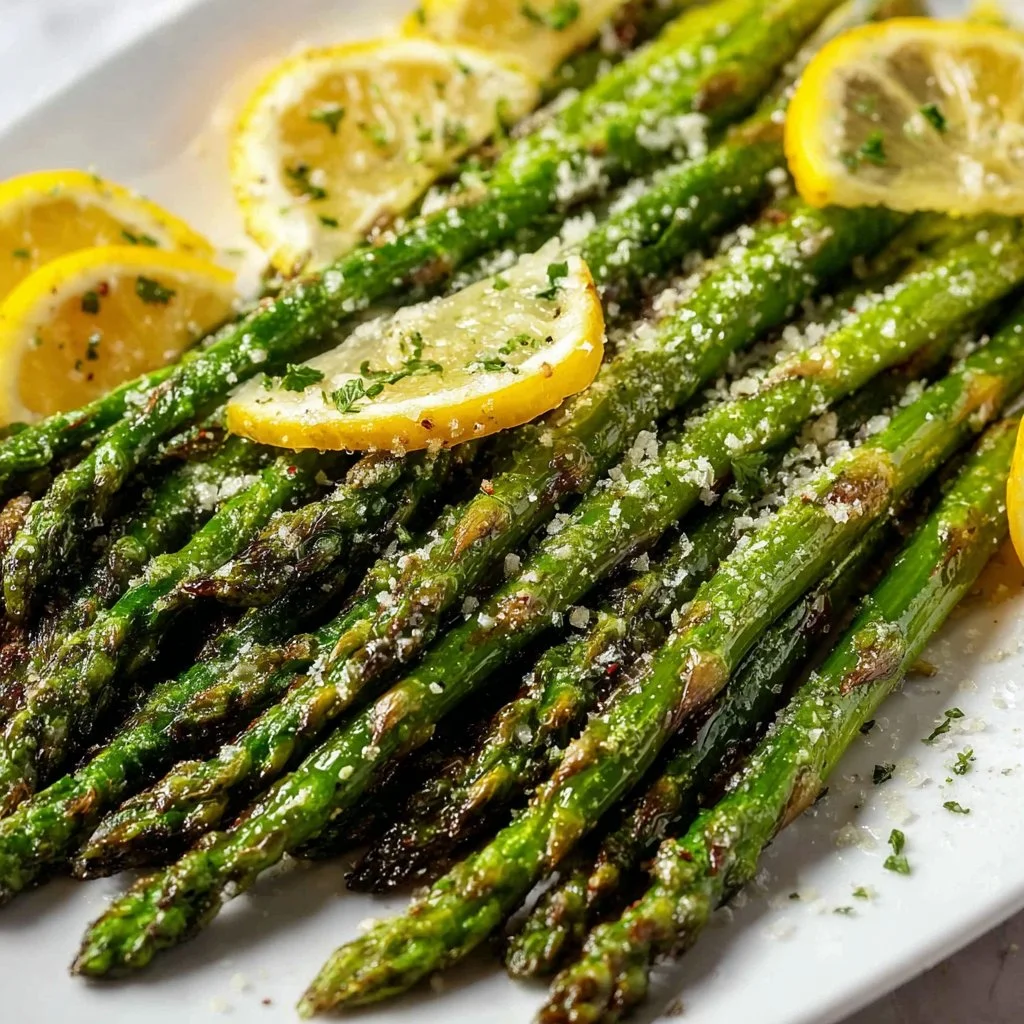 Oven-roasted asparagus sprinkled with Parmesan cheese, fresh and flavorful.