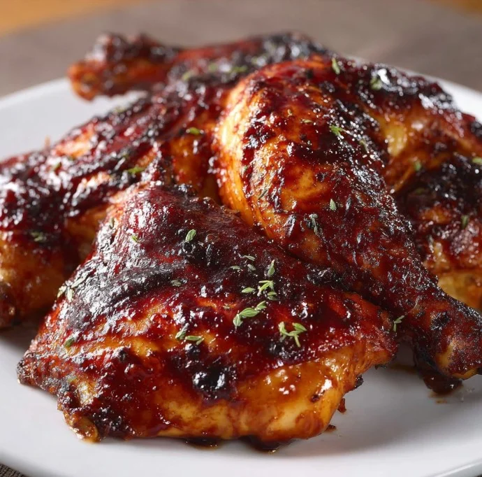 Spatchcock BBQ Chicken 3 Spatchcock BBQ Chicken ready for grilling, showcasing juicy meat and smoky flavor