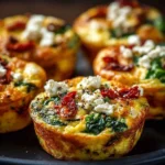 Delicious spinach, feta, and sun-dried tomato egg muffins for a healthy breakfast.