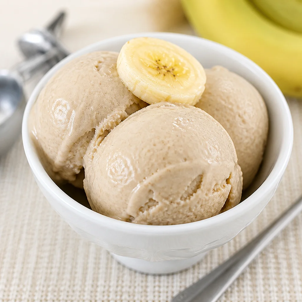 Creamy 2-Ingredient Banana Ice Cream in a bowl, garnished and ready to serve.